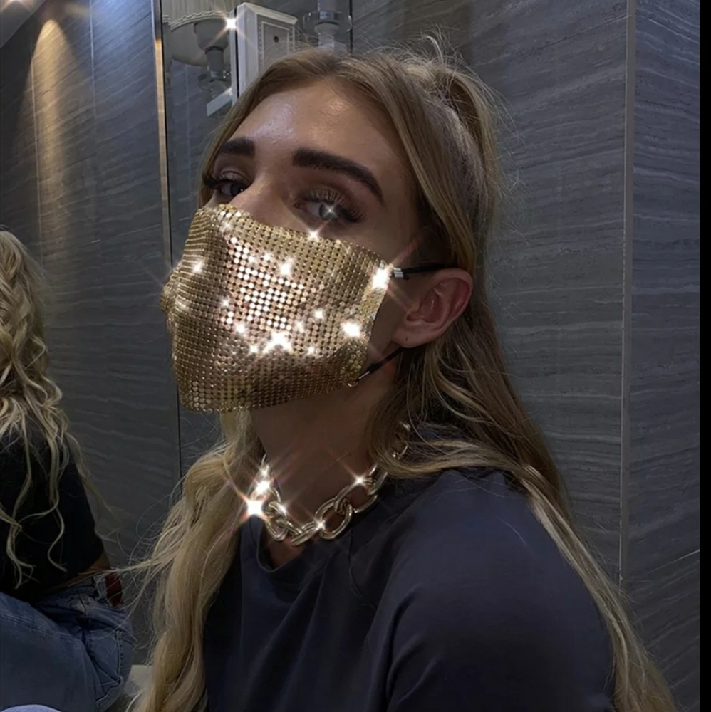Gold bling bling Sequins face mask/face covering - Picture 1 of 4